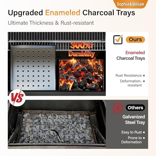 Image of Sophia & William Extra Large BBQ Charcoal Grill & Offset Smoker