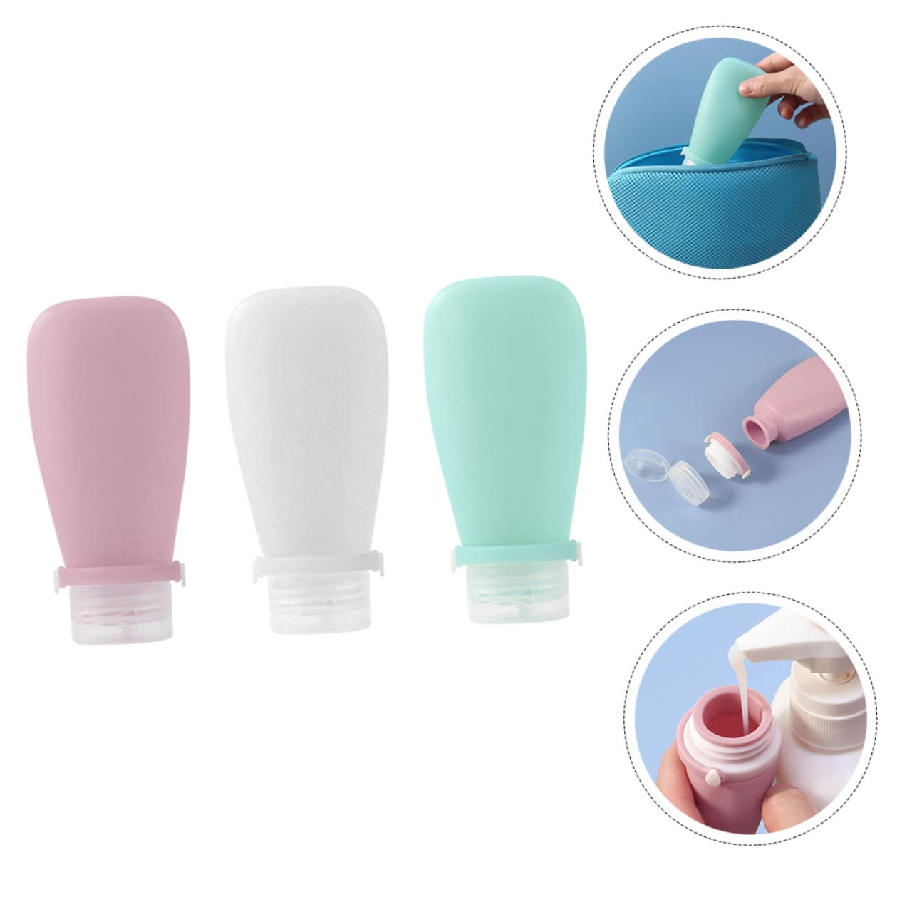 FRCOLOR 3x Nachfüllbare Silikon-Flaschen – 30 Ml Tragbar Für Flüssigkeiten, Bunte Farben