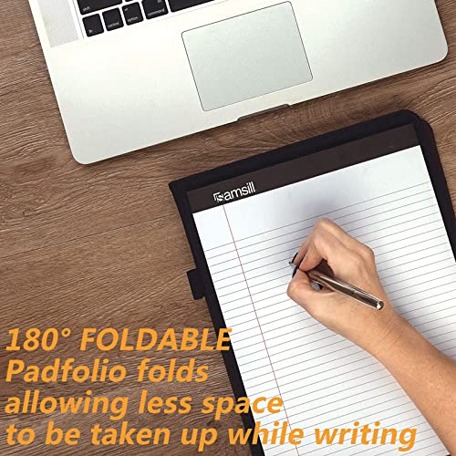 leather portfolio folder padfolio business padfolio organizer document planner portfolio binder storage pocket for legal pad holder paperwork phone men women black