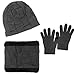Lotisie Promozione Bambino Cappello Uomo Invernale 3 Pezzi, Berretto Uomo in Maglia Caldo Cappello Beanie con Sciarpa Cappello Sciarpa Uomo con Fodera in Pile - Grigio