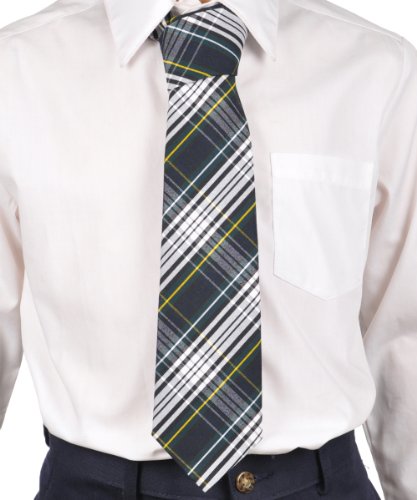 Cookie's Boys' Traditional 4-in-Hand Necktie - green/white/gold *plaid #61*,2