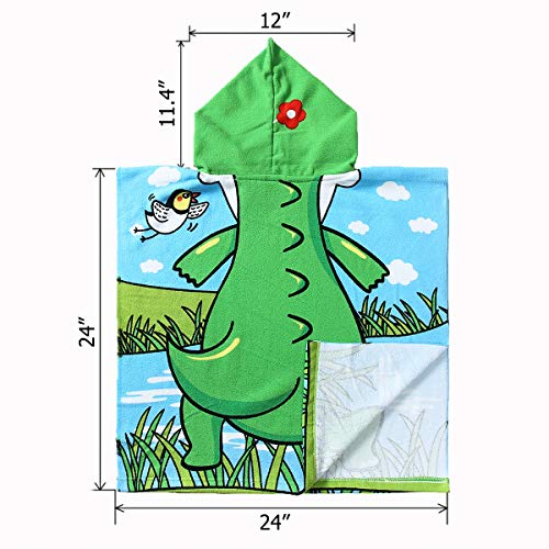Image of NovForth Kids Beach Towel for Boys Girls, Alligator Hooded Bath Towel Wrap, Toddler Pool Towel with Hood