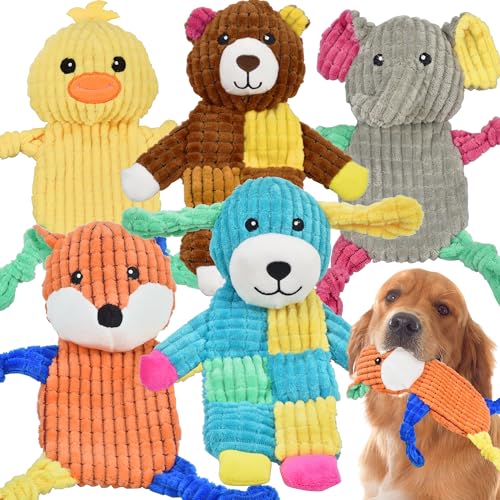 5Pcs Squeaky and Crinkle Dog Toys for Large, Medium, and Small Dogs – Puppy Toys to Keep Them Busy – Great Value Bundle