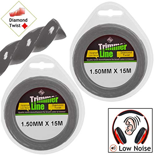 Spares2go - Carrete de bobina de bajo ruido para cortacésped MacAllister MGT430 MGT600 EH503 (extralargo, 2 x 15 m)