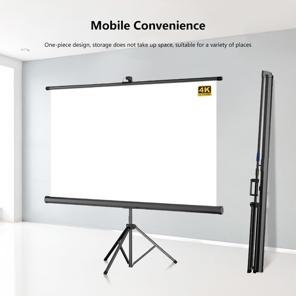 Schermo di Proiezione Portatile per Esterni da 60/72/84/100pollici, Schermo Cinematografico Retrattile Manuale con Treppiede per Cinema in Giardino(84 Inch)