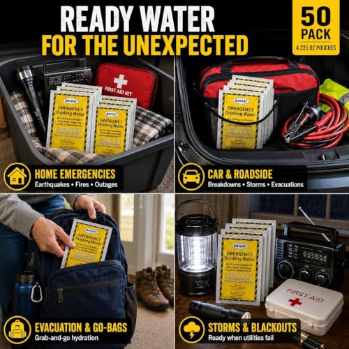 Image of Mayday 73011 Emergency Water 4.225 oz /125 ml, 5-Year Shelf Life (100 Pack)