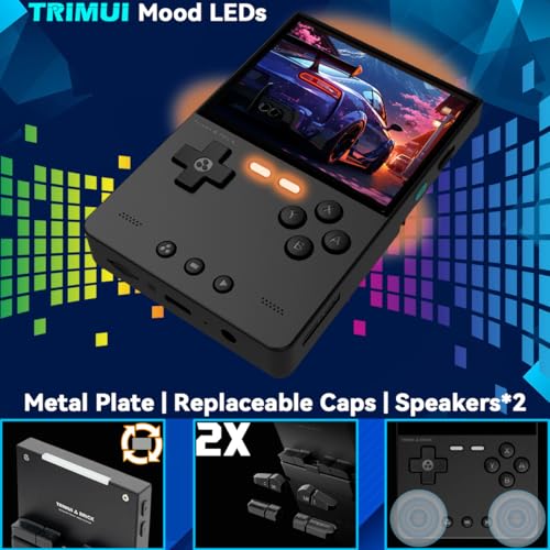 Image of FINGEREVO Trimui Brick Handheld Game Console 3.2 inch 1024 * 768 IPS Screen 3000mAh Trimui Brick Opensource System with Portable Case and Screen Protector Black