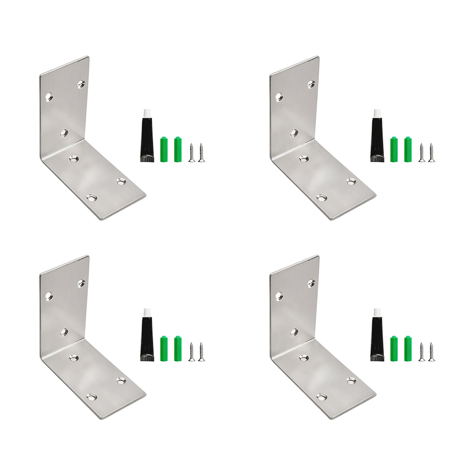 CUNZJIA 4Pcs Heavy Duty Stainless Steel Shelf Brackets L Shaped Corner Brace for Furniture Reinforcement and Wall Mounting