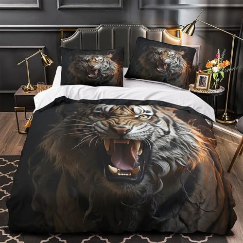 Housse de couette tigre 140x200 garçon lit simple 3D douce