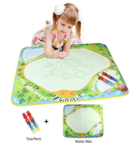 Rangebow Aqua Animal Safari Dibujar Doodle Agua Pintura Mat Tablero de Dibujo 49 x 60 cm y Dos Doodle Magic Pen por 2 años más Juguete