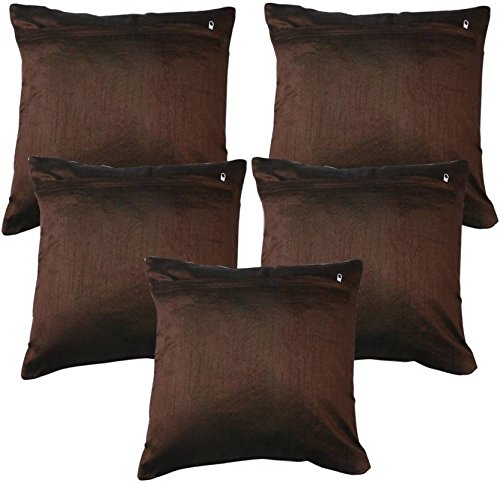 Image of Velvet Burnt Ambose Cushion Covers (Brown, 60x60cm /24x24 Inch)- Pack of 5