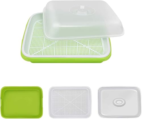 Miniatura 3 de Paquete de 3 bandejas de germinación de semillas sin BPA, PP sin tierra, gran capacidad, kit de contenedor de germinación de hierba de trigo