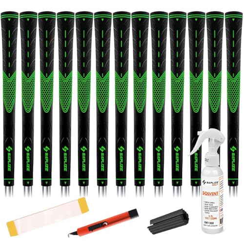 Set di manopole da golf da 13 pezzi con kit di rigonfiamento completo, standard / taglia media, bianco / verde / rosso / blu, impugnatura da golf club
