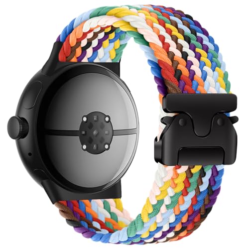 Image of Yeahxing Band for Pixel Watch 4 /3 /2 /1 Band - Stretchy Nylon Braided Bands for Google Pixel Watch 41mm 45mm, Fit 6.8-10.2 inch Adjustable Wristband with Parachute Buckle for Men Women