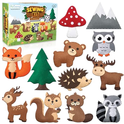 ArtCreativity-Kids-Woodland-Animal-Felt-Sewing-Kit-Stuffed-Animal-Sewing-Craft-Kit-with-12-Characters-6-Child-Friendly-Needles-7-Thread-Bundles-1-Bag-of-Stuffing-Scissors-Kids-Sewing-Kit-4-12