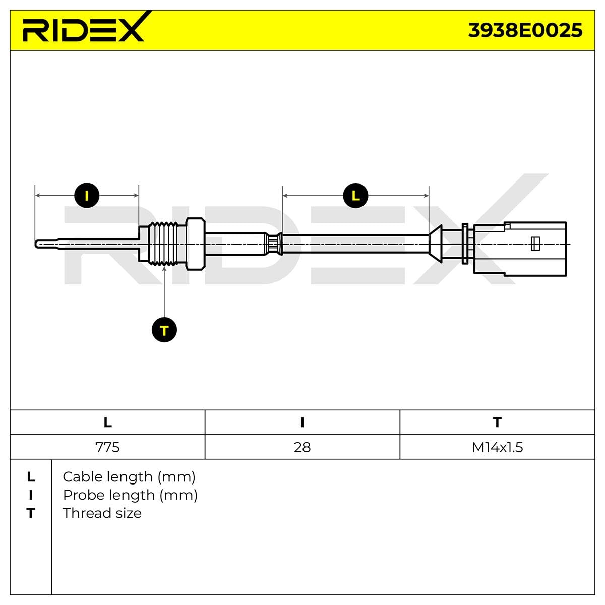 RIDEX 3938E0025 Palpeur de température des gaz Compatible avec VW Golf 6 3/5 portes 5K1