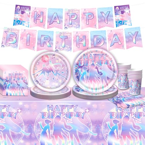 Ensemble de vaisselle rose pour fête d'anniversaire, décoration de table d'anniversaire, pour filles et garçons