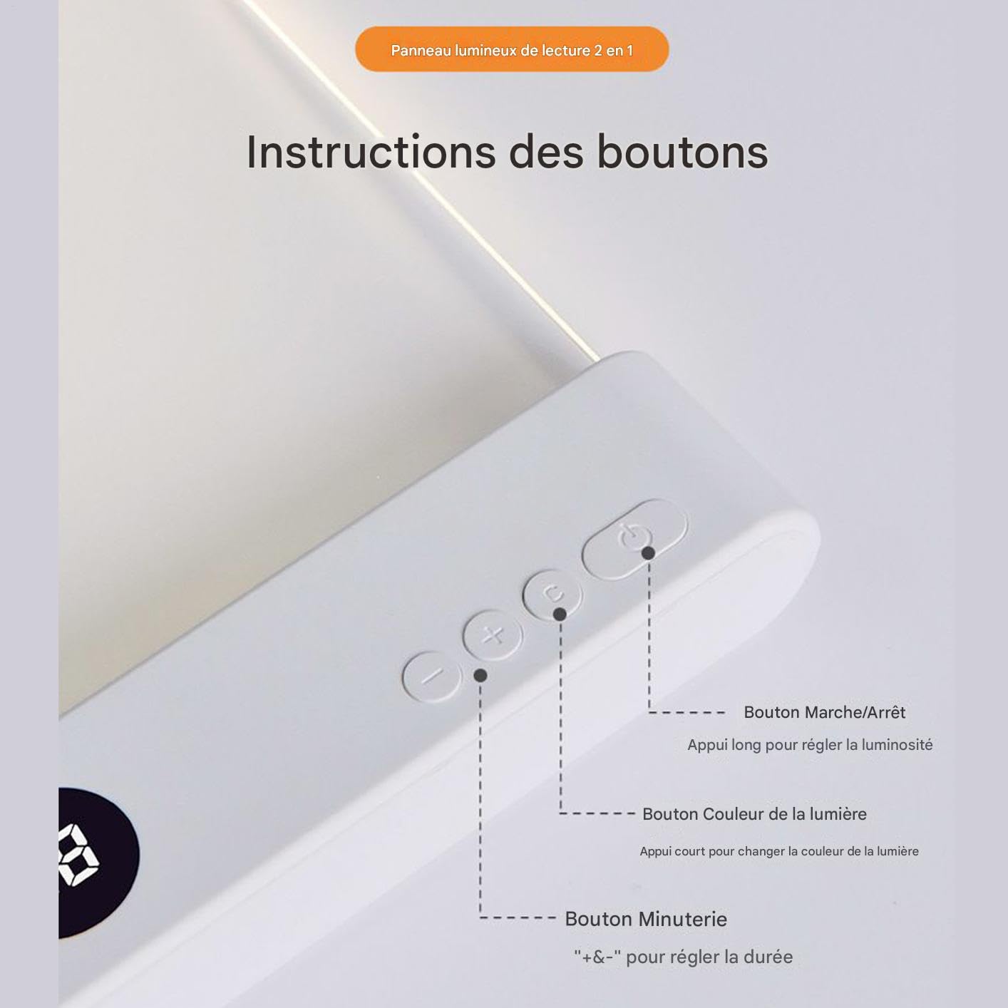 Lampe De Lecture Pour Livre - Réglable Avec Minuteur 3 Couleurs Panneau Transparent | Lampe De Lecture À LED Avec Veilleuse | Pour Femmes Hommes Lecteurs Maison Voyage Dortoir Bureau École Chambre Bur