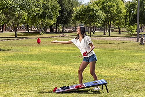 image for JOYIN American Flag Cornhole Set, 4x2ft Regulation Size Cornhole Game 