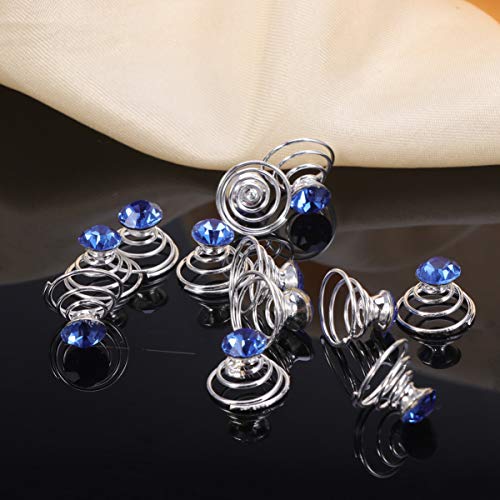 Beaupretty Pearl Hair Clip 12pcs Spiral Hair Swirl Twists Coils Rhinestone Spiral Wedding Bridal Crystal Clip Accessories for Women Girl (Blue) Wedding Accessories - Image 2