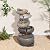 Glitzhome Water Fountain Outdoor, 5-Tiered Stacked Pebbles Outdoor Fountain with LED Lights and Pump, 24.5" H Zen Style Polyresin Waterfall Fountain Water Feature for Garden, Yard, Patio, Porch Decor