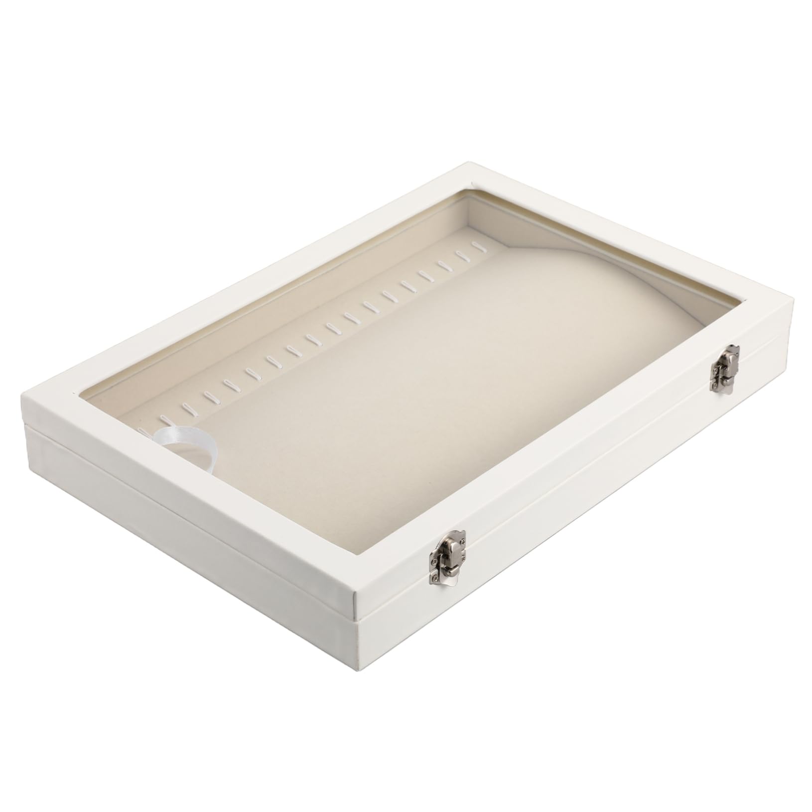 Healvian Caja De Almacenamiento Para Collares De Madera Tapa Transparente Organizador De Joyas Para Mujer Expositor De Collares Seguro Capacidad Grande y Diseño Elegante Adecuado Para Viajes y Diario