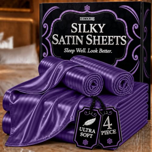 Image of DECOLURE Satin Sheets Full Size | Softer Than Silk | Luxury 4 Pc Bed Set