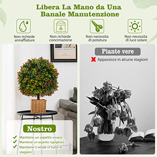 COSTWAY Pianta Finta 55 cm, 2 Sfere di Bosso