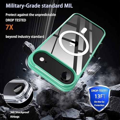 Image of for iPhone 17 Air Clear Case, Compatible with MagSafe, Magnetic Phone Case for iphoneAir, Shockproof Military-Grade Protection，Upgraded [Anti-Yellowing] (Mint Green, 17 Air)