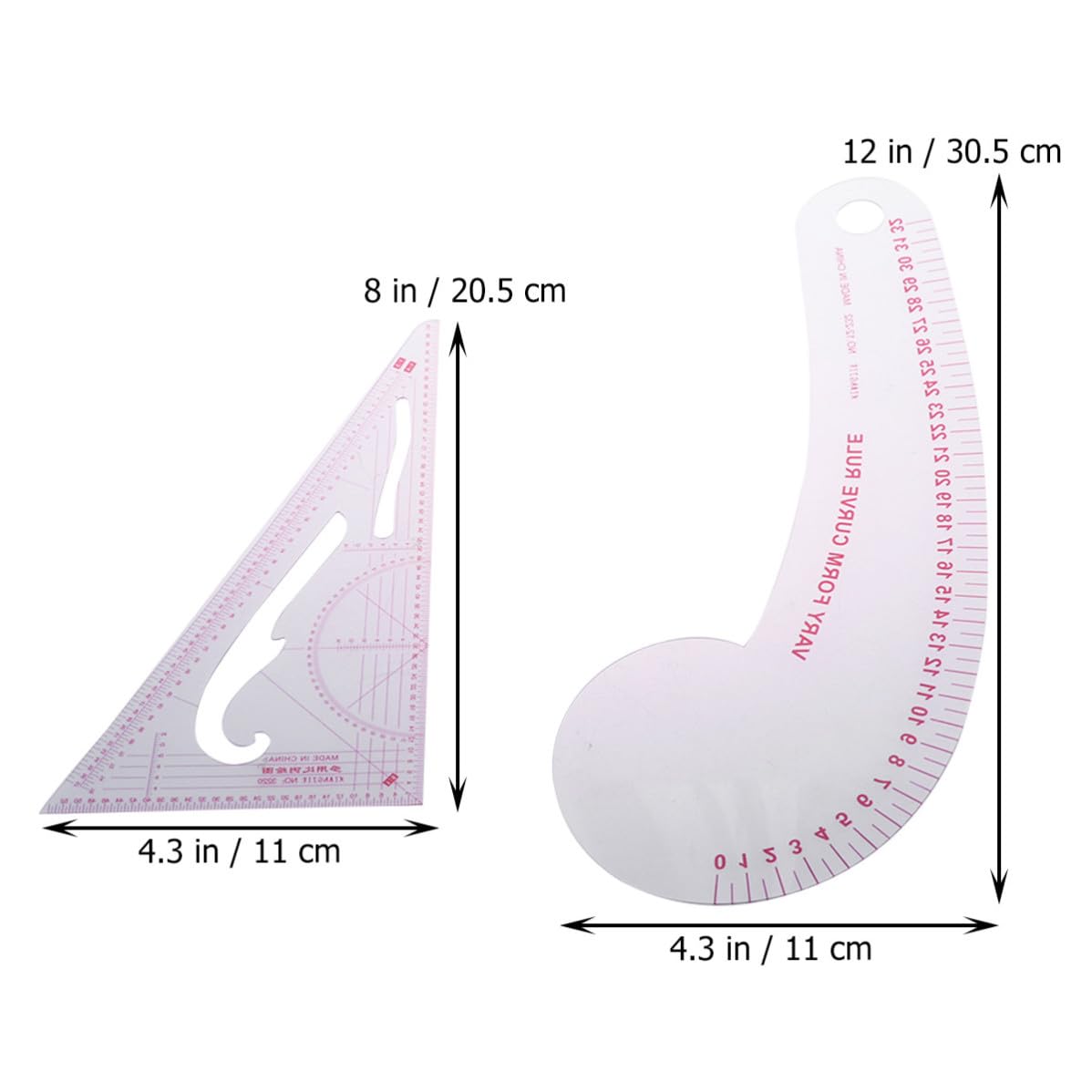 SEWACC 2 Piezas Set de Reglas de Costura Multifuncional de Plástico Variedad de Formas y Curvas para Dibujo y Patronaje en Accesorios de Costura