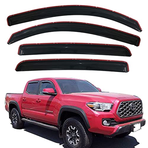 in-Channel Vent Deflectors Window Visors rain Guards for 2016-2023 Toyota Tacoma Crew Double Cab, 194768 4pcs