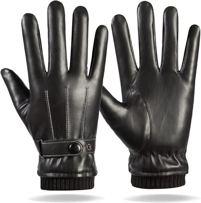 Image of Alexvyan -20℉ Snow & Windproof Thermal Soft Fur Warm Winter Zigzag Gloves (Fur /Fleece Inside) for Riding, Protective Warm Hand Riding Cycling, Byke, Bike, Scooty,Motorcycle for Men & Boy,Male (Black)