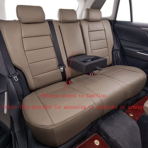 Image of EKR Rav4 Seat Covers Custom Fit for Toyota Rav4(Gasoline) 2019 2020 2021 2022 2023 2024 2025 LE /XLE /XLE Premium /Limited,Leather Car Seat Cover Full Set for SUV,Faux Leather(Sand Beige)