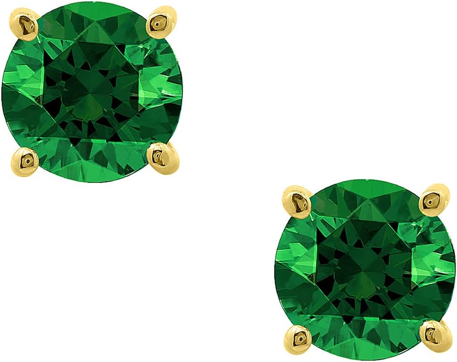 Amazon Essentials Yellow Gold Plated, Platinum or Rose Gold Plated Sterling Silver Infinite Elements Cubic Zirconia Stud Earrings | White, Blue, Green, or Pink Cubic Zirconia