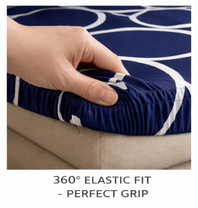 Image of Cotton Elastic Fitted Bedsheets with 2 King Size Pillow Covers Double Bed with All Around Elastic Supersoft Size - 72 King Sizex78+8 inches Color - Deep Navy Blue