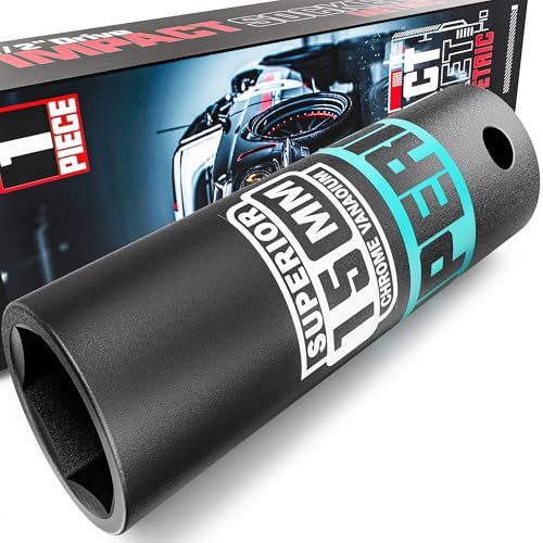 Image of 1 /2 inch Drive Impact Socket, 15 mm Deep Socket, Metric, 6 Point, CR-V, for Automotive Maintaince, Mechanical Equipment Maintaince