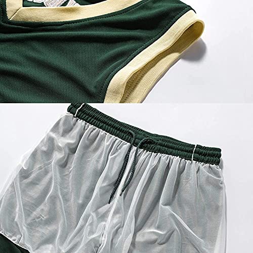 Jersey Masculina, Milwaukee Bucks, # 34 Atuendo De Baloncesto, Giannis Antetokounmpo Versión De Fanáticos Masculino Y Femenino, Ropa Deportiva Bordada Sin Mangas, Chicos, Regalo(Size:M,Color:verde)