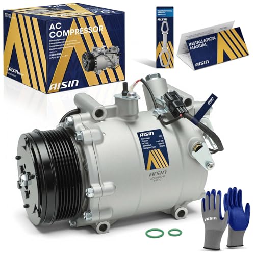 AISIN AFTERMARKET ACCH-00040 Air Conditioner AC Compressor - Compatible with Honda CR-V 2007-2014 Civic 2012-2015 Acura ILX 2013-2015 RDX 2007-2012 - 2.3L 2.4L
