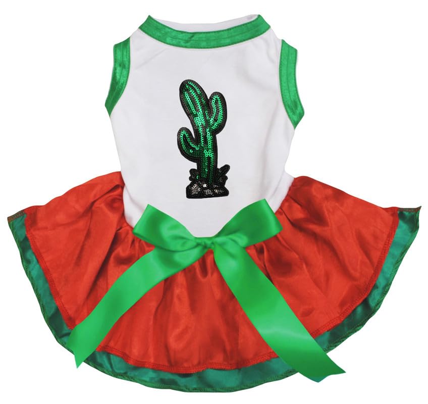 Robe cactus à paillettes pour chien blanc confort taille XL