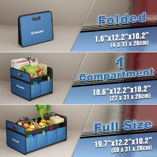 Image of K KNODEL Foldable Trunk Storage Organizer for Car and Suv (Small, Blue) | Collapsible Car Storage Organizer, Car Organizers and Storage for Sedan, Cargo Organizer, Car Bin, Basket,Bag, Organization