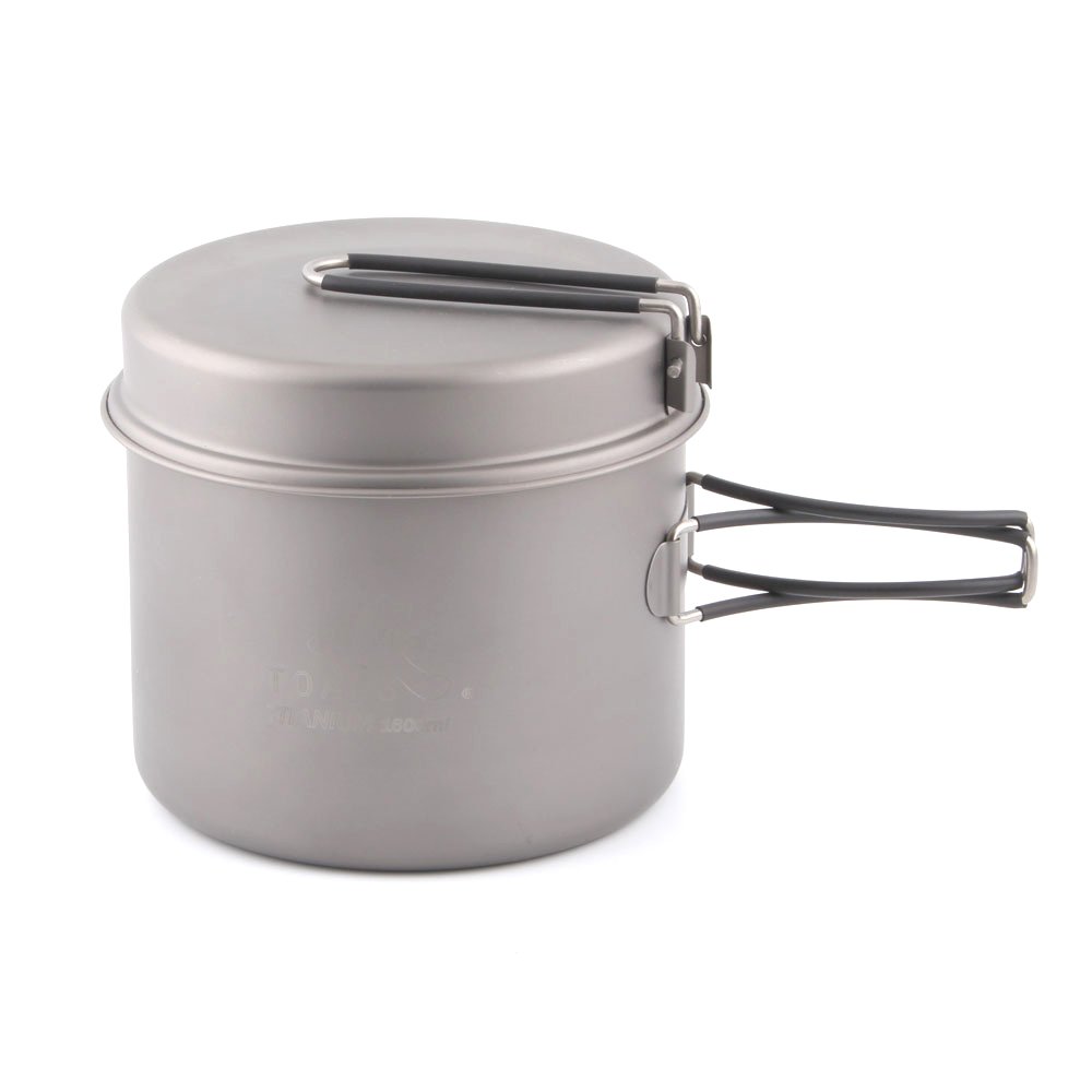 TOAKS CKW-1600 Outdoor Camping Kochgeschirr Titan Topf Pfanne Titan Schüssel mit klappbarem Griff