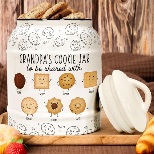 Macorner Personalized Cookie Jar, Grandpa & Grandma's Cookie Jar To Be Shared With Kids