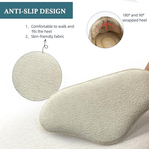 Image of Heel Pads for Shoes - 4 Pairs Foamed Cotton Heel Cushions Pads for Heel Slip and Blister, Comfortable Heel Grip for Pain Relief(Pale Apricot+Black)