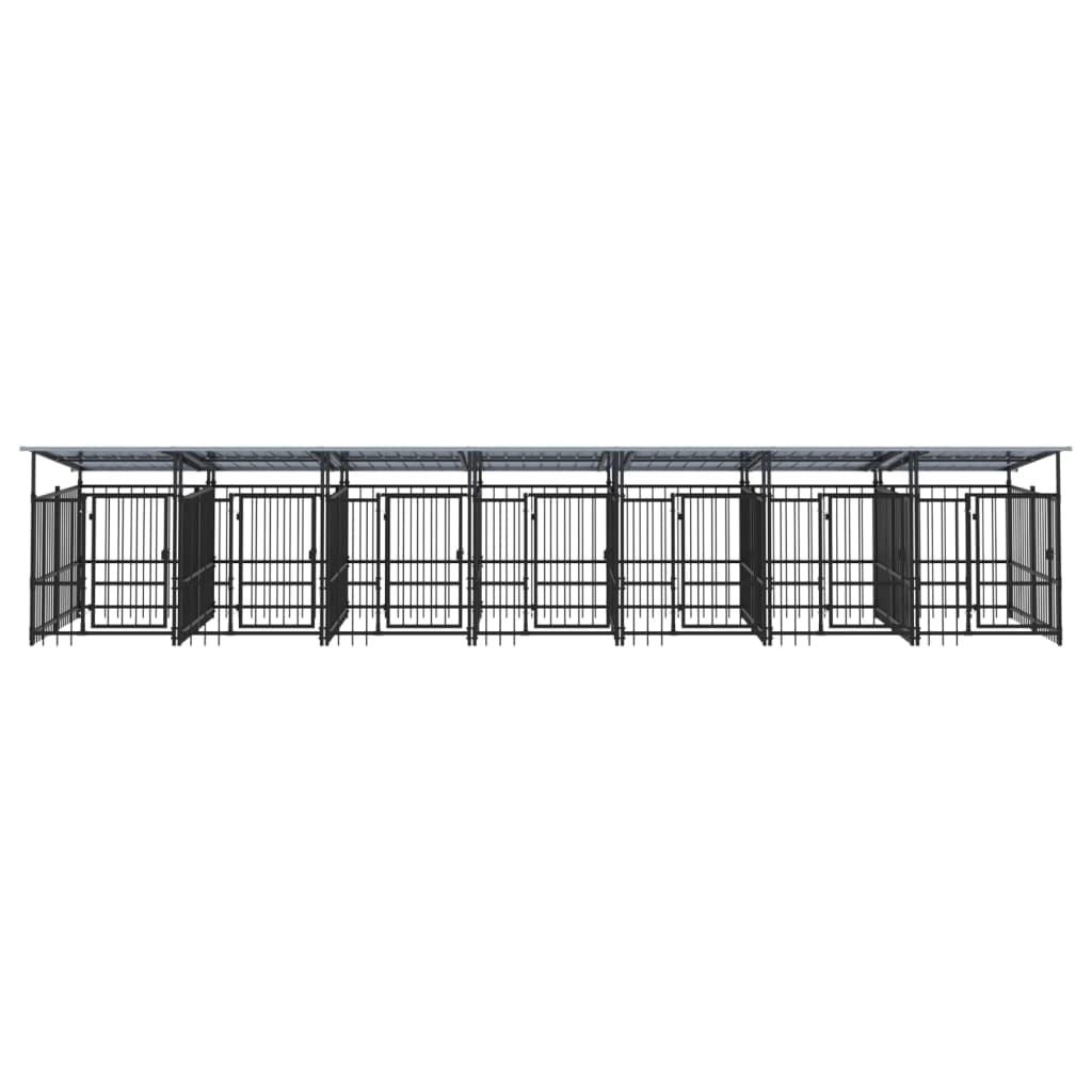 Perrera para perros de acero con recubrimiento en polvo con techo de 13,14 m², parque para cachorros y perros, plegable, protección segura en el jardín, ideal para entrenamiento y uso al aire