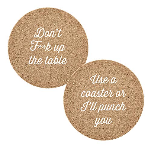 SB Design Studio SIPS Cork Coaster Set, 4-Count, Table Manners