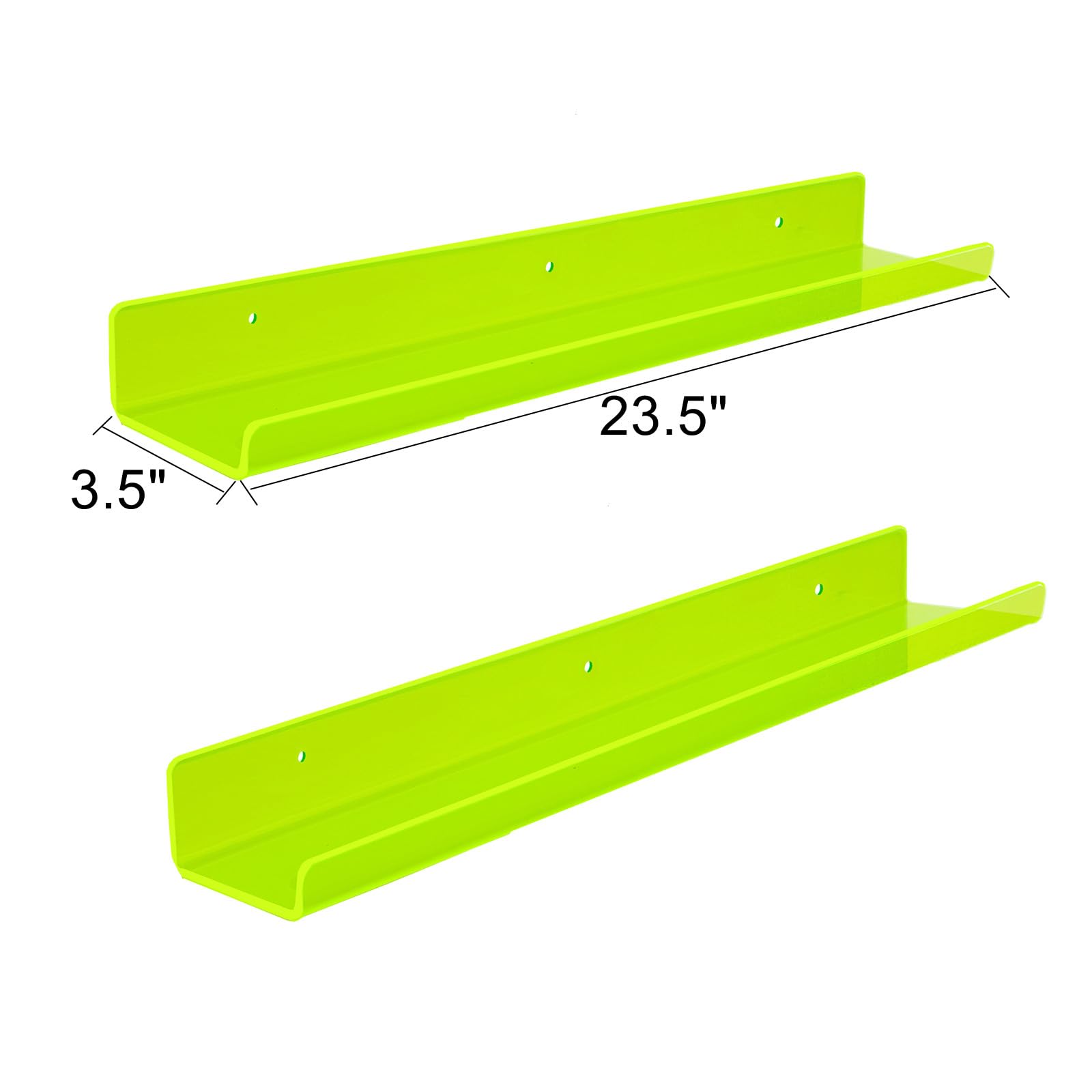 ROYALITA 24 Inches Acrylic Floating Book Shelves Wall Mounted Set of 2, Wall Hanging Plant Display Shelves - Image 3