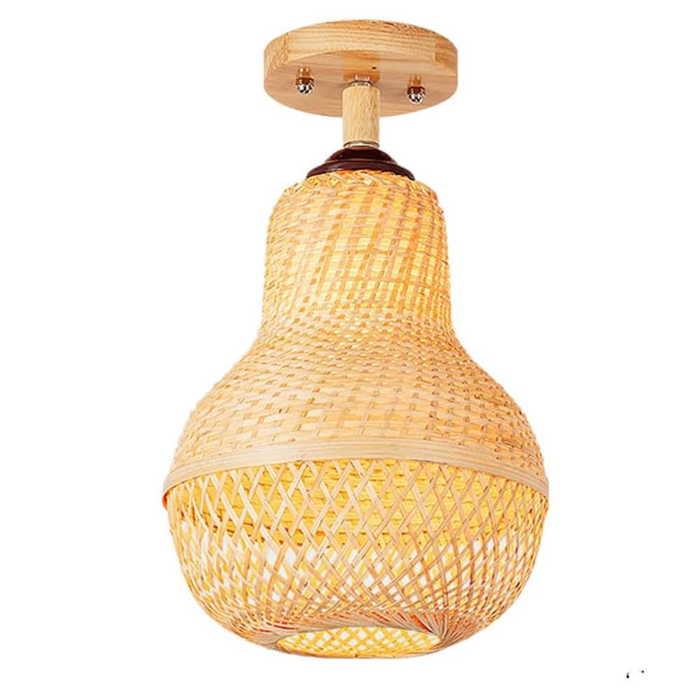 Plafonnier semi-encastré en bambou tressé à la main luminaire haut de gamme en osier