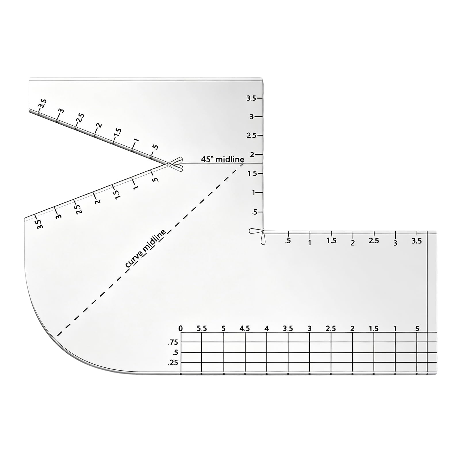 fexxkg Acrylic Quilting Ruler For Sewing And Crafting Curved Pouches Patchwork Template Ruler with Measurement Scale For