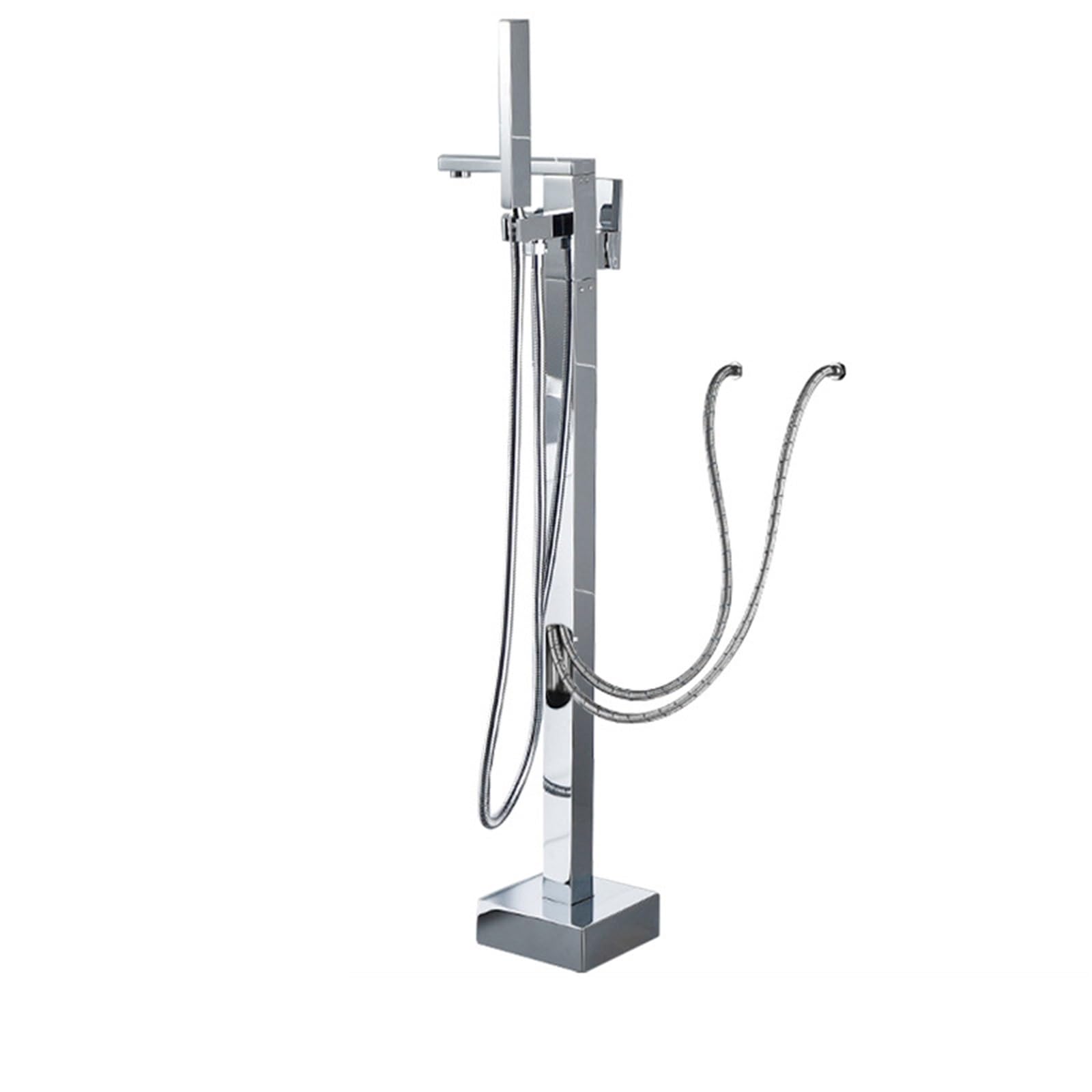 Psnklmm Chrome Wall Mount Brass Freestanding Bathtub Shower Faucet Floor Tub Filler Mixer Tap 360 Degree Swivel Spout Systerm Matte Black