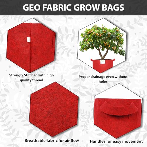 Image of Geo Fabric Grow Bags for Plants, 400 GSM Heavy-Duty, Breathable Drainage for Healthy Roots, Reusable & Washable, Maroon, 18 X 18 Inch (Pack of 2)